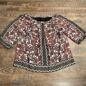 I. N. Studio 1X Paisley 3/4 Sleeve Blouse